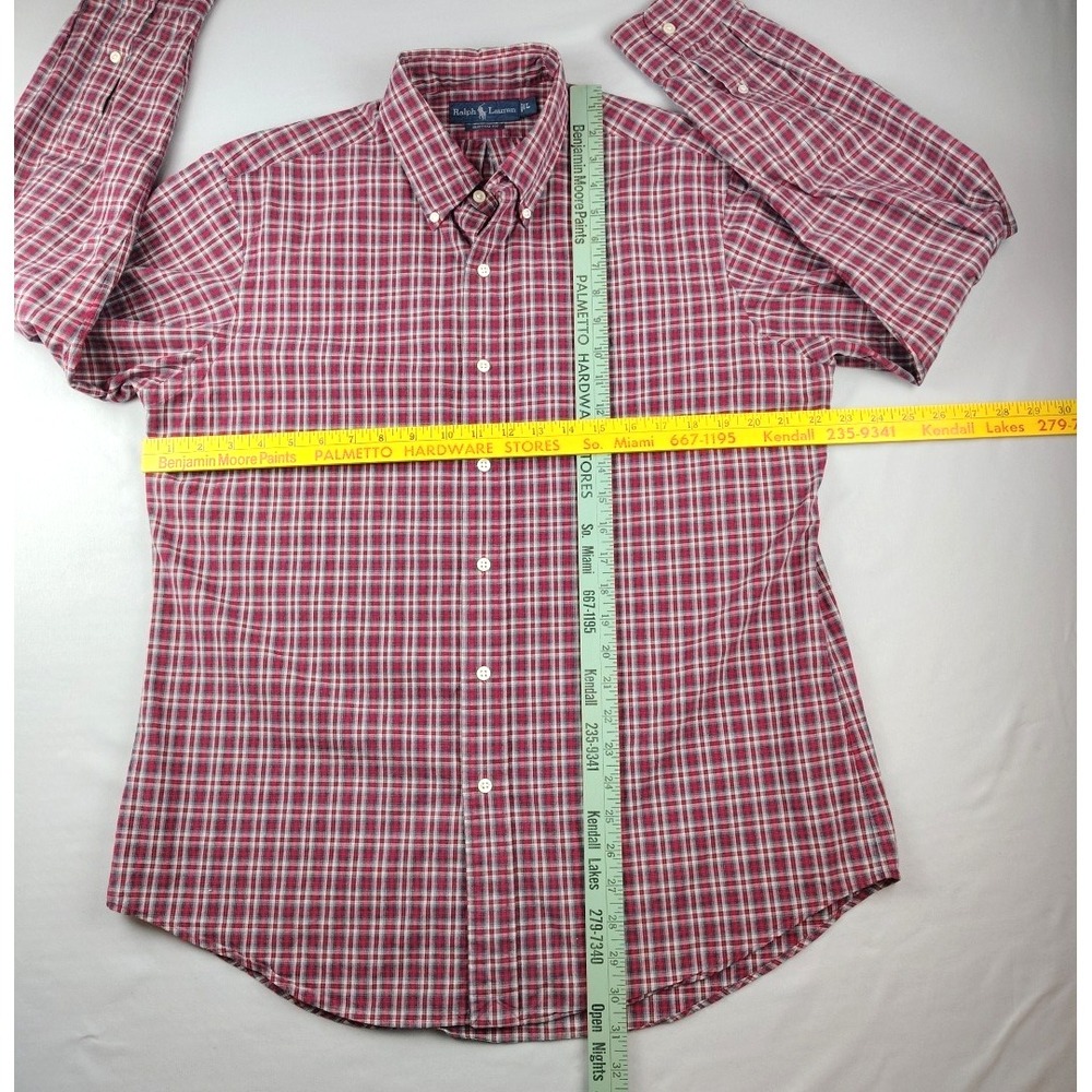 Ralph Lauren Custom Fit Red Plaid Button-Down Shirt Mens Large Long Sleeve EUC - Picture 10 of 16